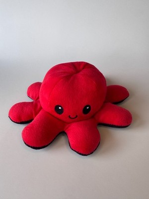 Reversible Octopus Plush Mood Flip Happy Sad Kawaii Stuffed Animal Red Black