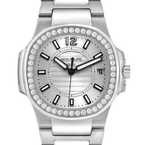 Patek Philippe Nautilus White Gold Diamond Bezel Watch 7010 7010G Box Papers