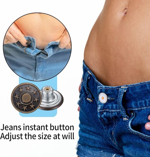 50 PCS 17mm Jeans Buttons Replacement Instant No Sew Buttons for Pants with Tool - Picture 4 of 8