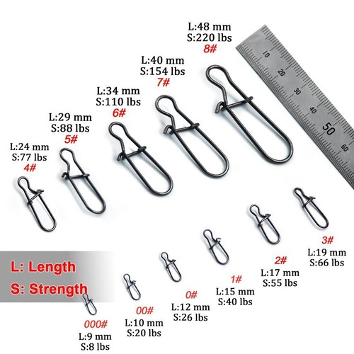 50/100/200PC Duo-Lock Fishing Snap Stainless Steel Lua Lure Line Connector - Picture 2 of 17