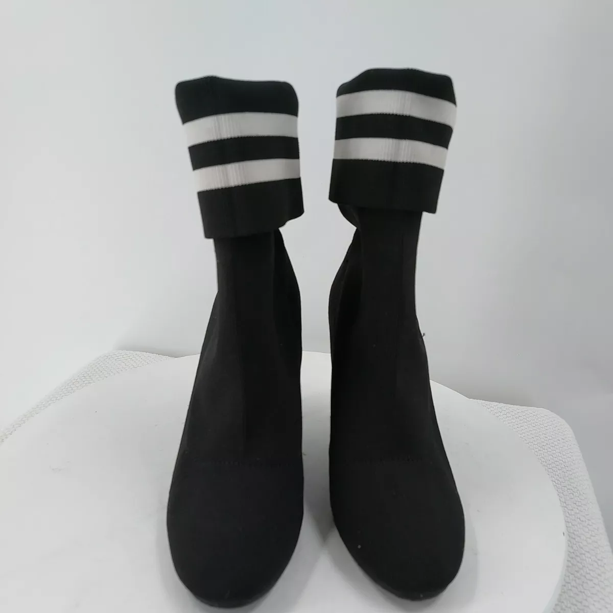 CIRCUS by SAM EDELMAN Women s size 6 Black Joy Sock Ankle Boots Stripe Top