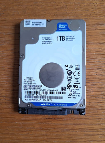 Disque Dur Interne WD Blue 2,5" 1To SATA III - Occasion Très Peu Utilisée (107h) - Pour Portable Ou PC