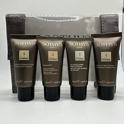 SOTHYS Homme 4 Travel Set Face Deep Cleanser Body Gel Hydrating Fluid 15mlX4