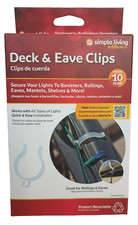 Deck Bannisters Railings and Eave 10 Plastic String Light Clips New Recyclable
