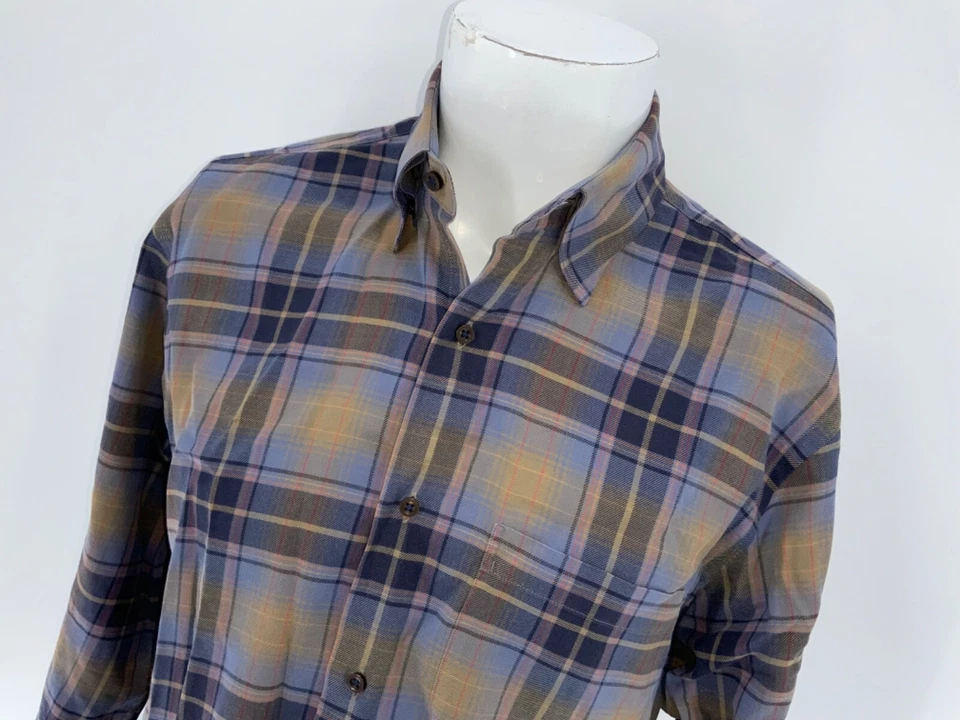 Camisa Robert Talbott Carmel Botón Para Hombre’s M Tostado Cuadros Rojo Puño Algodón YGI Y3-128 Foto 3 de 4