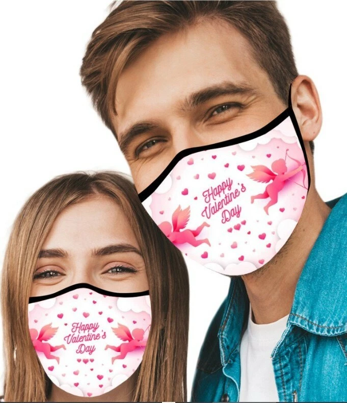 Happy Valentine's Day Cotton Blend Face Mask - Image 2 of 4