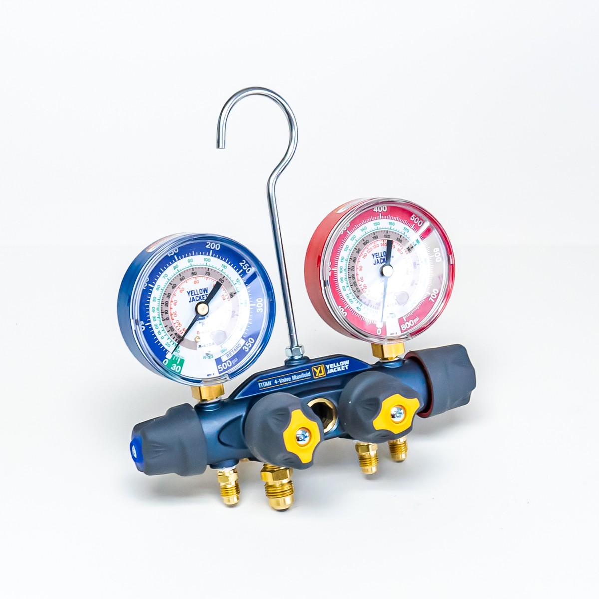 Yellow Jacket 49967 Titan Charging Manifold 4-Valve w Sight Glass