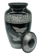 Cremation Urn for Human Ashes with Wings of Love Engraved-Black Funeral URN