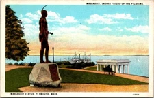 Plymouth Massachusetts Ma Postcard Pilgrims Thanksgiving - Massasoit
