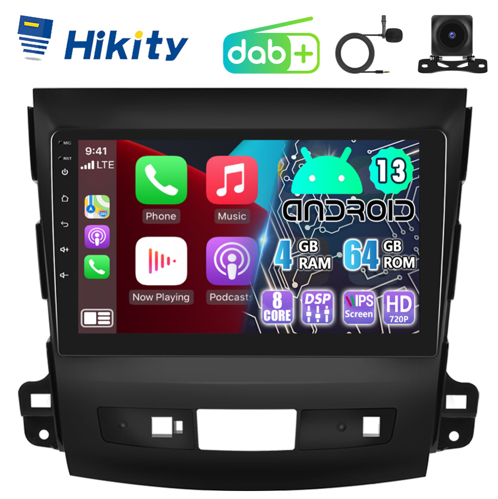 Radio de coche DAB+ CarPlay 4+64G 8Core Android13 para Mitsubishi Outlander 2 GPS Navi