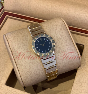 Bvlgari Bvlgari Diagono Ladies 26mm Black Diamond Dial 18kt Yellow