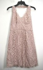 Davids Bridal Womens Pink Lace Sleeveless Halter Neck Casual Midi Dress 8