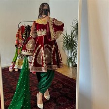 Afghan short valvet kochi nikkah dress for women.Afghan party and wedding dress