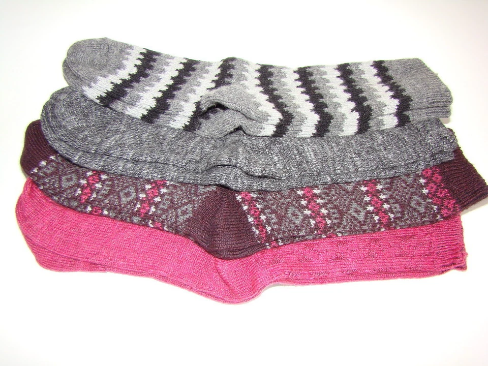 CALCETINES INFORMALES DAMAS MEDIANOS 4-10 MEZCLA LANA BURLINGTON GRIS Y ROSA 4 PR NUEVOS CON ETIQUETAS #106 Foto 4 de 4