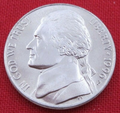 1996 (P) Jefferson Nickel - Six Full Steps - Uncirculated - Actual