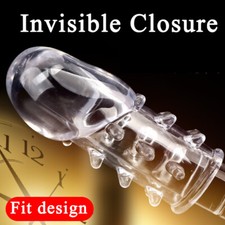 MALE-Delayed Ejaculation Bigger Glans Penis Enlarger Sleeve Extender Reusable