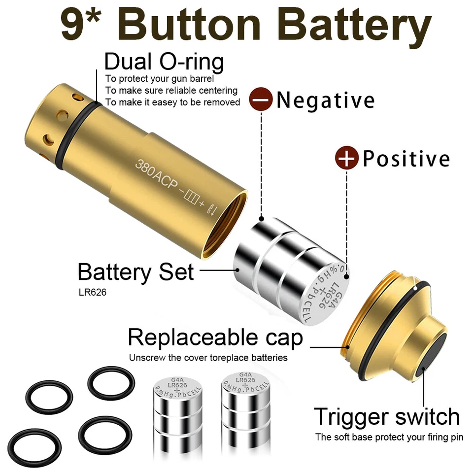 .380ACP Short Red Laser Simulator Training Bullet Cartridge Trainer Shooting USA - Image 3 of 4