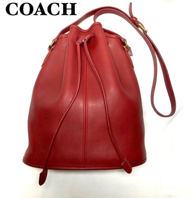 Vintage Coach 9946 Purse Nicholas Red Leather Drawstring Bucket 