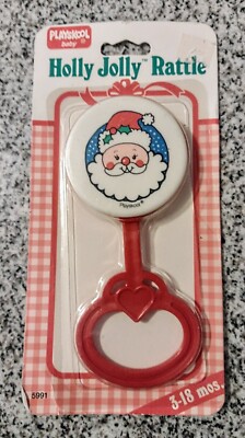 Vintage 1990 Playskool Baby Holly Jolly Christmas Santa Rattle New NIP NOS
