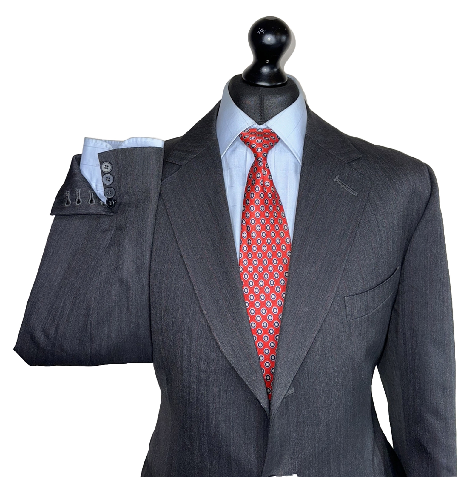 FILA BESPOKE G.D.GOLD SAVILE ROW GIACCA TUTA LUSSO ROSSO A RIGHE GRIGIO 40R