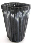 Royal Haeger USA Mid Century MCM Glossy Drip Glaze Vintage Black Fluted Vase 5"