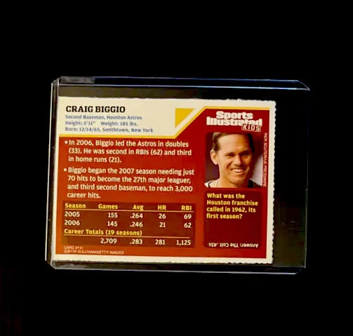 Craig Biggio Rare Houston Astros MLB Sports Illustrated for Kids SI Sm Crease - Image 2 of 2