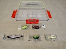Fishing Lures Lot of 5 Jerk Baits With Storage Organizer Box