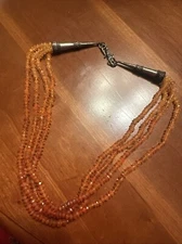 HAND Crafted Glass  STONE BEADED NECKLACE W/SILVERTONE METAL BEADS/TOGGLE CLSP