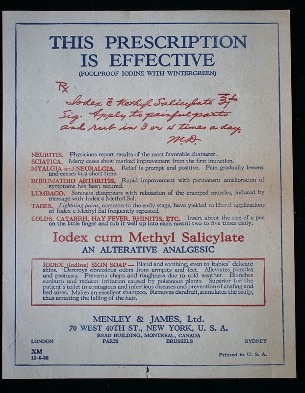 1926 Antique Iodex Advertising sheet GREAT PATENT MEDICINE COLLECTIBLE