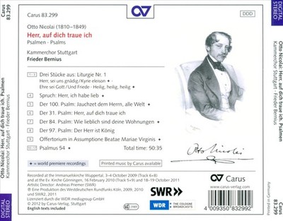 KAMMERCHOR STUTTGART/FRIEDER BERNIUS HERR, AUF DICH TRAUE ICH: PSALMS BY OTTO NI