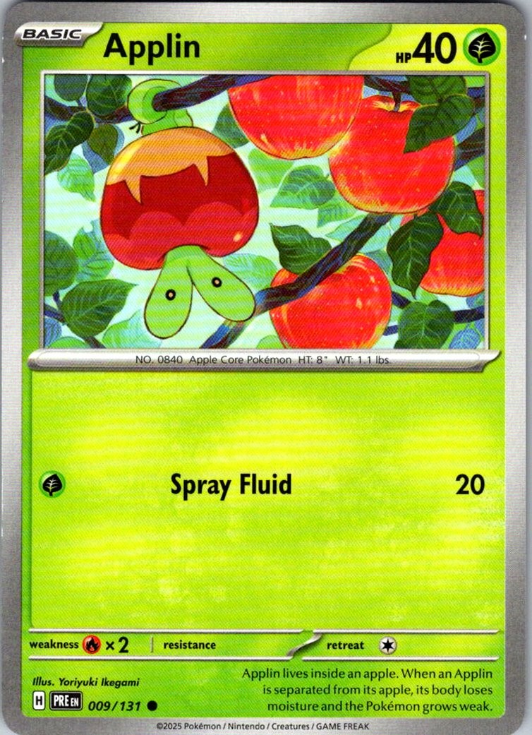 Pokemon Applin Normal Common SV: Prismatic Evolutions 009/131 NM