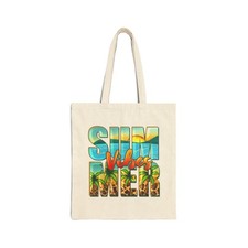 Summer Vibes Tote Bag  Beach Palm Sunset Canvas Tote