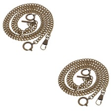 2 Count Vintage Quartz Pocket Watch Wallet Accessories Watchchain