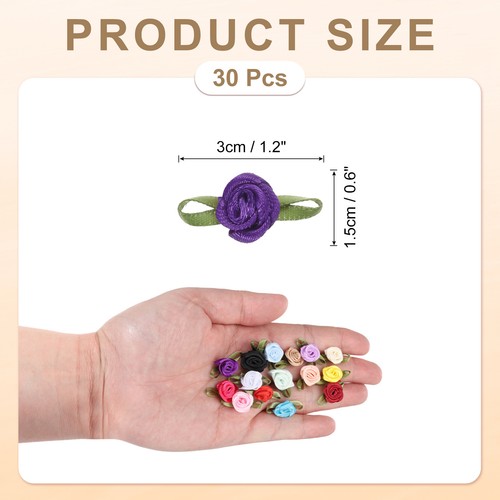 Lot De 50 Mini Roses En Ruban Satin Beige - 1.5x3cm - Pour DIY, Décoration, Scrapbooking, Cheveux, Cadeaux