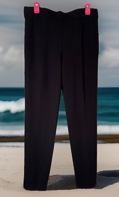 Jones New York Black Double Stitched Front Back Seams Straight Leg Pants Large
