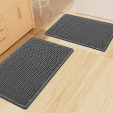 Smiry Waffle Bathroom Rugs Sets 2 Piece 30x20 30x18, Dark Grey  Non Slip M...