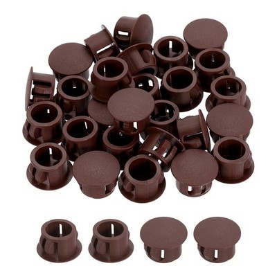 Dark Brown Hole Plugs 100pcs 1/2'' Plastic Plugs for Round Holes Flush Type