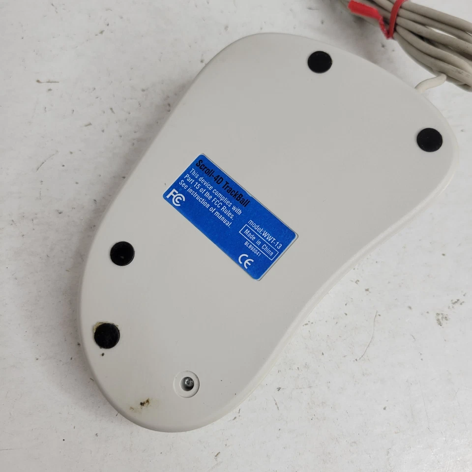 Vintage 90s A4 Tech WWT-13 Scroll 4D TrackBall Large CAD Mouse TESTED WORKS! - Image 4 of 4