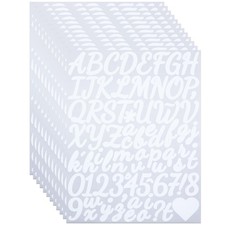 12 Sheets 1 1/2 Inch Vinyl Letter Number Stickers, White