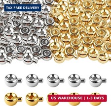 80 Pcs Crimp Beads for Jewelry Making, Gold Silver Flat Round Crimping Beads f