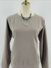 Women's Taupe Crewneck Thermal Sweatshirt