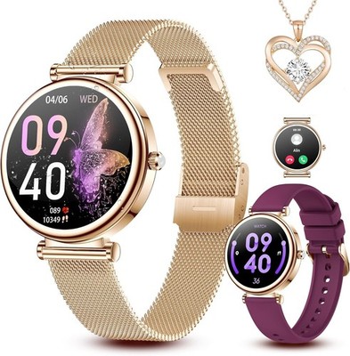 Neue goldene Damenuhr - 2 Armbänder - Sport, Gesundheit, Schlaf... Android/IOS