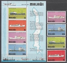 Malawi - Courrier Yvert 242/5+Hb 39 ** Mnh Bateaux