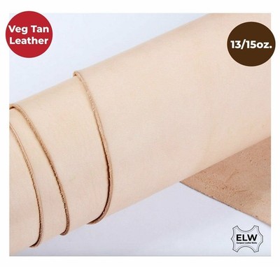 Veg Tan Full Grain Leather 13/15 Oz. (5.2-6mm) Heavy Thickness  Pre-Cut 6'' to...