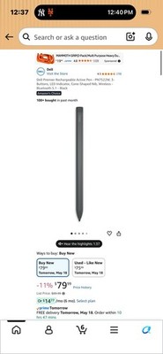 NEW Dell Premier Rechargeable Active Pen Black PN7522W JTTKY