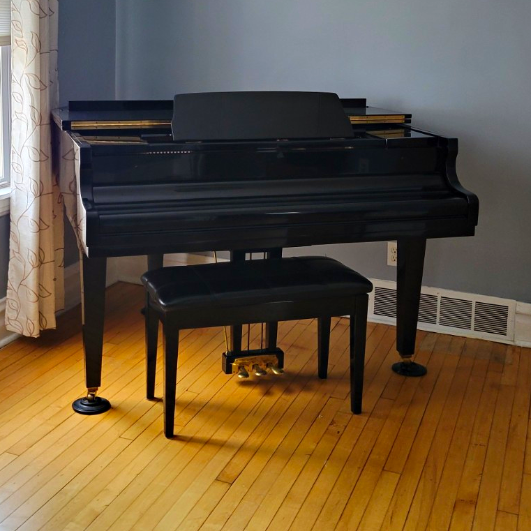 Schafer & Sons Black Baby Grand Piano w/ Bench, 88 Keys, 3 Pedals