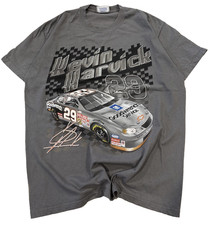 Vintage Kevin Harvick NASCAR T-Shirt Size Large Back Portrait Graphic Gray Rare