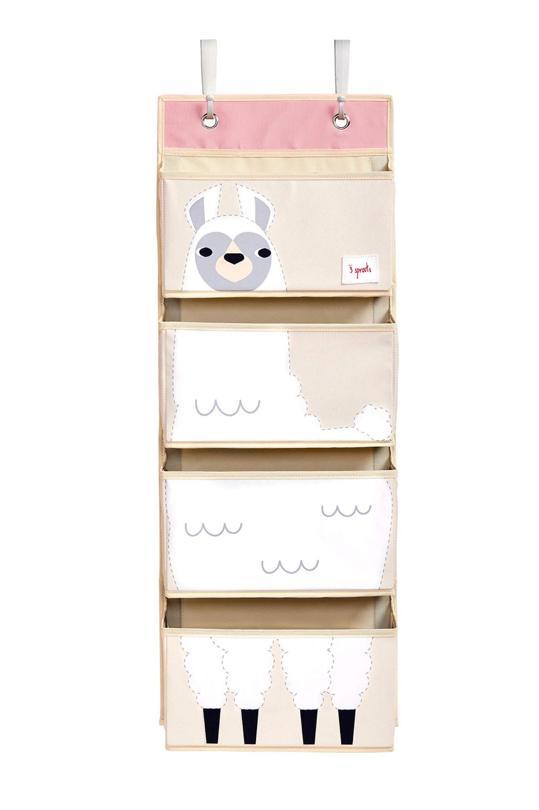 Rangement porte à suspendre à 4 poches pour chambre enfant en tissu beige