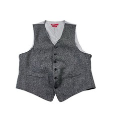 John Varvatos Soft Tweed Gray Wool Silk Blend Men  s Waistcoat Size Medium