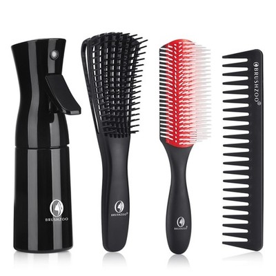 BRUSHZOO Detangler Brush with Hair Spray bottle 9 Row Brush Wide Tooth comb, ...